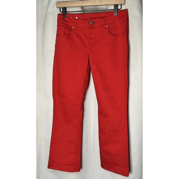 CAbi Denim - Cabi Red Kick Flare Jeans Womens Size 2 Stretch Denim Cropped Pants 6496 Bold